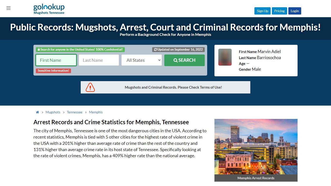 Mugshots Memphis, Arrest Records Memphis - GoLookUp