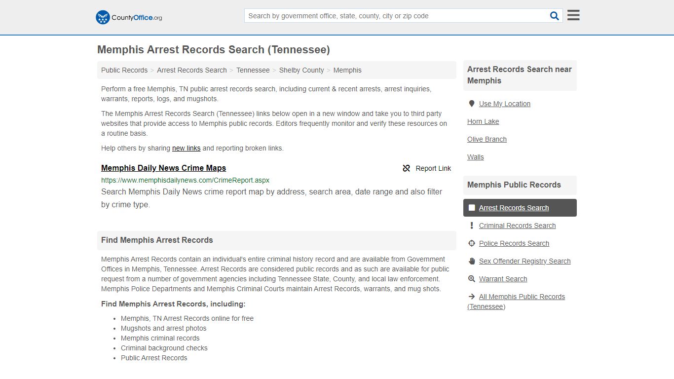 Arrest Records Search - Memphis, TN (Arrests & Mugshots) - County Office